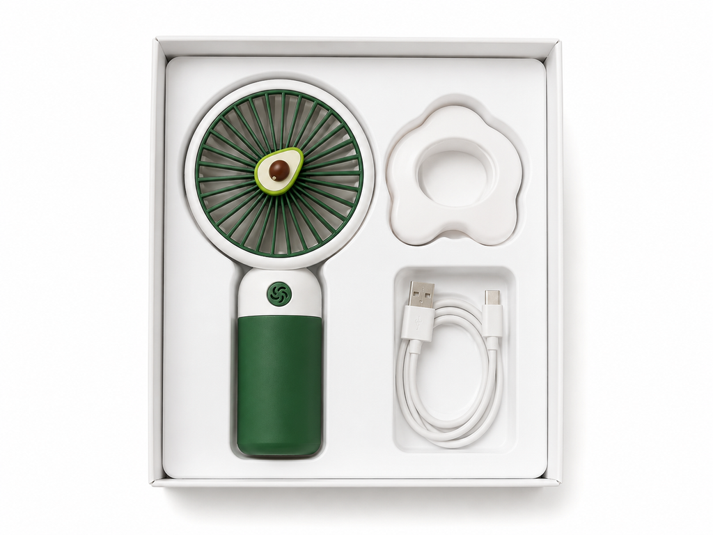 BREIZZO® Mini Handventilator – Tragbarer Ventilator, Leise, 3 Geschwindigkeiten, 95 g, 2–4 Std. Akkulaufzeit | Avocado Grün