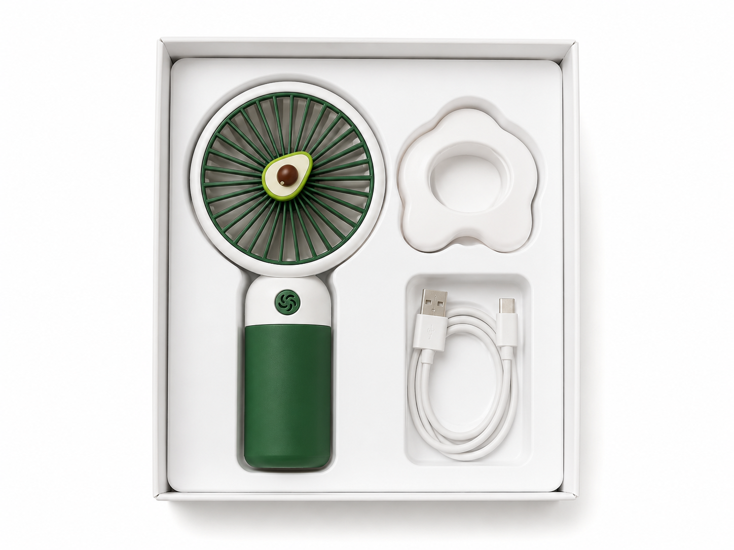 BREIZZO® Mini Handventilator – Tragbarer Ventilator, Leise, 3 Geschwindigkeiten, 95 g, 2–4 Std. Akkulaufzeit | Avocado Grün