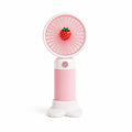 BREIZZO® Mini Handventilator – Tragbarer Ventilator, Leise, 3 Geschwindigkeiten, 95 g, 2–4 Std. Akkulaufzeit | Erdbeere Rosa