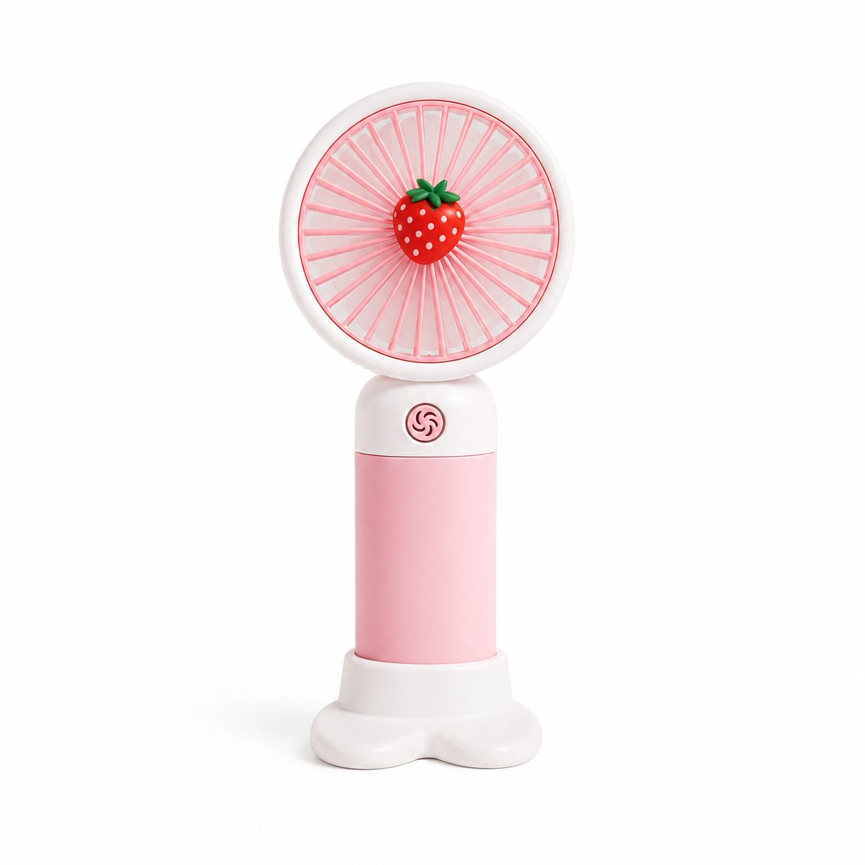 BREIZZO® Mini Handventilator – Tragbarer Ventilator, Leise, 3 Geschwindigkeiten, 95 g, 2–4 Std. Akkulaufzeit | Erdbeere Rosa