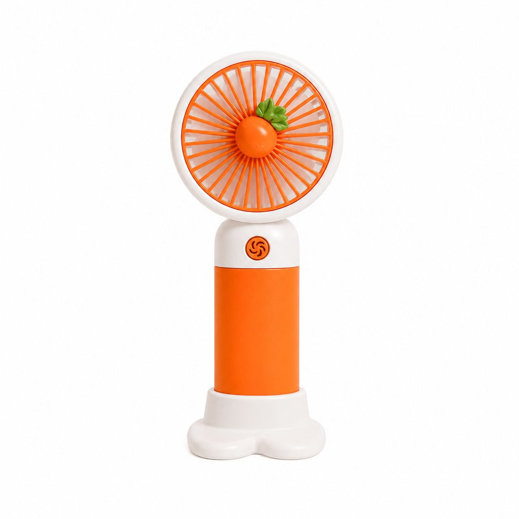 BREIZZO® Mini Handventilator – Tragbarer Ventilator, Leise, 3 Geschwindigkeiten, 95 g, 2–4 Std. Akkulaufzeit | Orange
